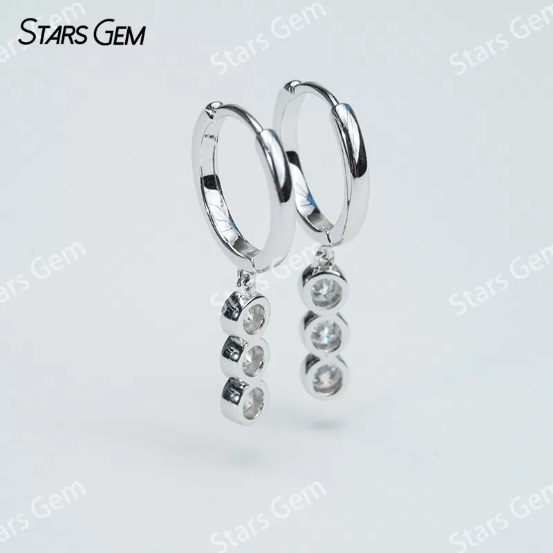 3mm Round Brilliant Cut Moissanite Bezel Set S925 Sterling Silver Diamond Earrings