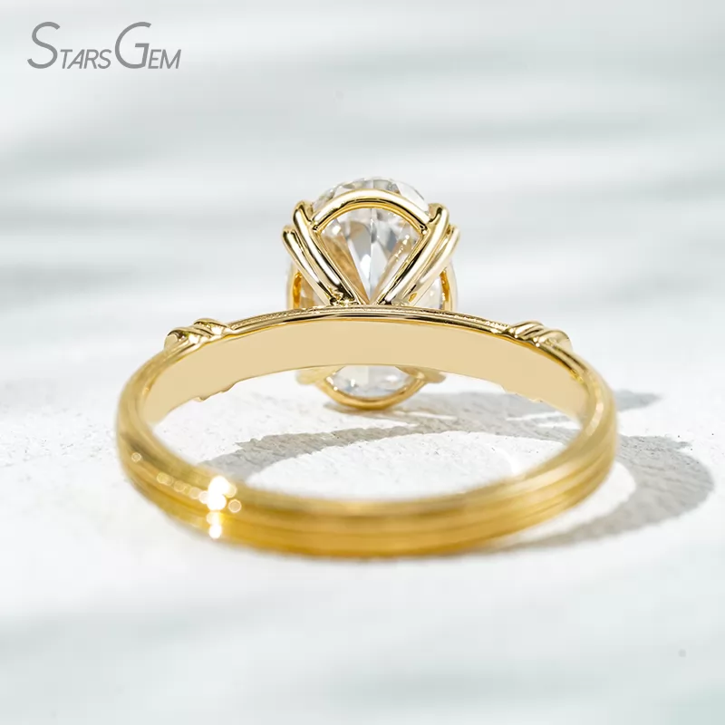 Double Claw Set 18K Solid Gold With NGTC Certified 2.3 Carat Oval Cut Lab Diamond Solitaire Engagement Ring