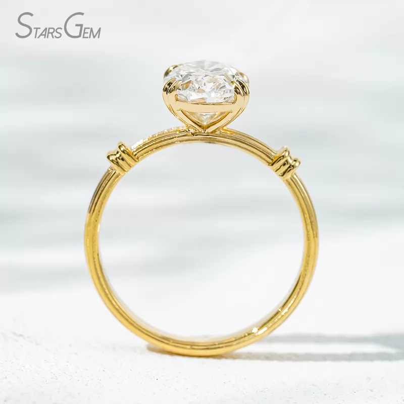 Double Claw Set 18K Solid Gold With NGTC Certified 2.3 Carat Oval Cut Lab Diamond Solitaire Engagement Ring