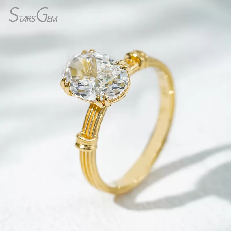 Double Claw Set 18K Solid Gold With NGTC Certified 2.3 Carat Oval Cut Lab Diamond Solitaire Engagement Ring