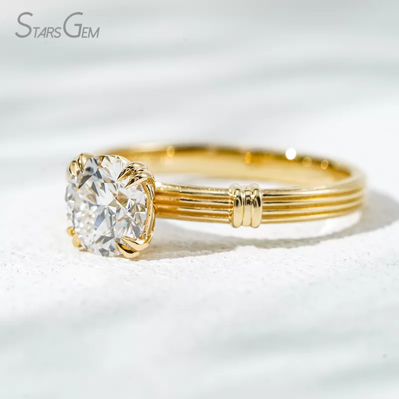 Unique Double Claw Set 18K Solid Gold with NGTC Certified 1.2 Carat Round Brilliant Cut Lab Diamond Solitaire Engagement Ring