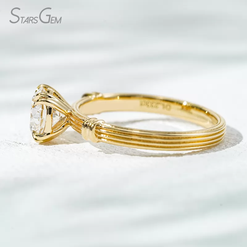 Unique Double Claw Set 18K Solid Gold with NGTC Certified 1.2 Carat Round Brilliant Cut Lab Diamond Solitaire Engagement Ring