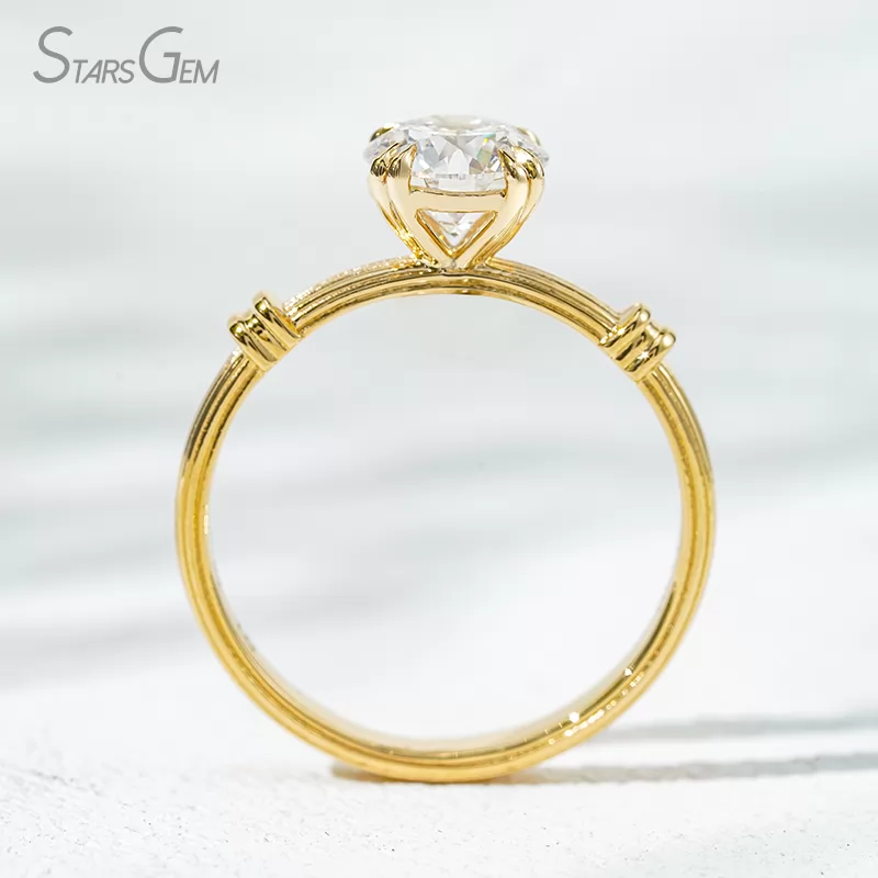 Unique Double Claw Set 18K Solid Gold with NGTC Certified 1.2 Carat Round Brilliant Cut Lab Diamond Solitaire Engagement Ring
