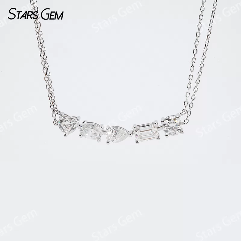 Fancy Shape Moissanite S925 Sterling Silver Diamond Pendant Necklace