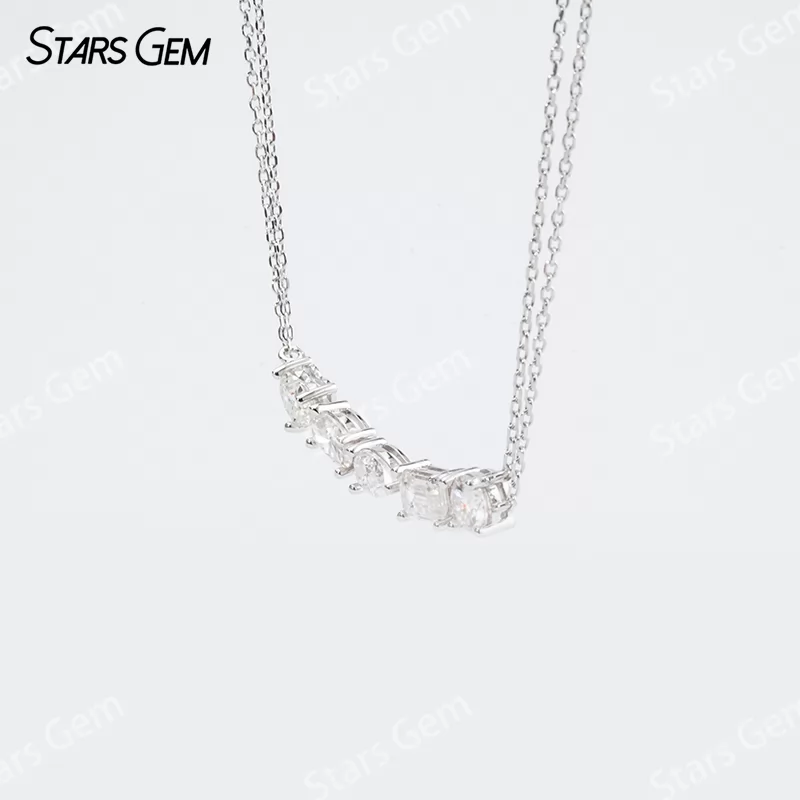 Fancy Shape Moissanite S925 Sterling Silver Diamond Pendant Necklace