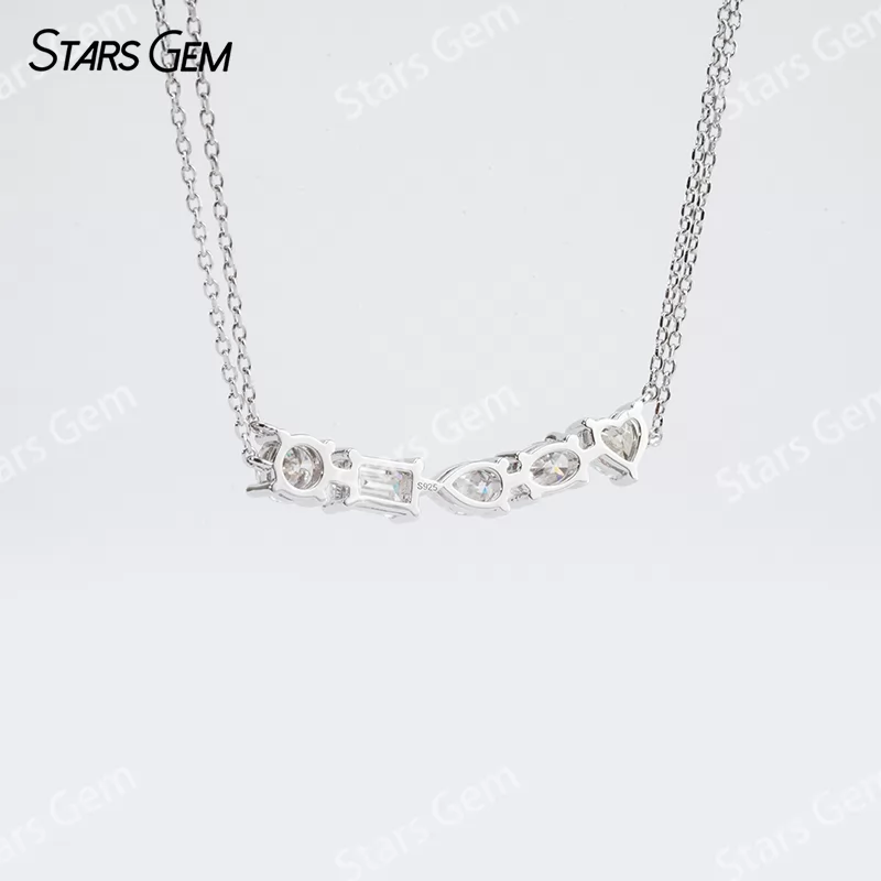 Fancy Shape Moissanite S925 Sterling Silver Diamond Pendant Necklace