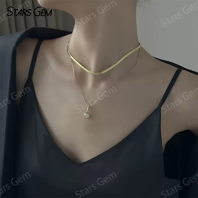 6.5mm Round Brilliant Cut Moissanite Bezel Set S925 Sterling Silver Diamond Pendant Necklace