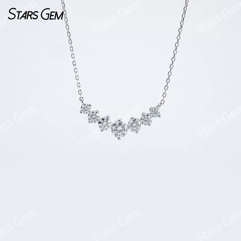5mm Round Brilliant Cut Moissanite S925 Sterling Silver Diamond Pendant Necklace