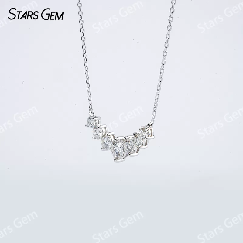 5mm Round Brilliant Cut Moissanite S925 Sterling Silver Diamond Pendant Necklace