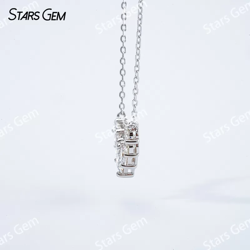 5mm Round Brilliant Cut Moissanite S925 Sterling Silver Diamond Pendant Necklace