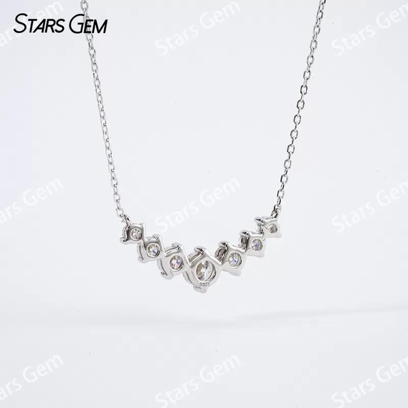 5mm Round Brilliant Cut Moissanite S925 Sterling Silver Diamond Pendant Necklace