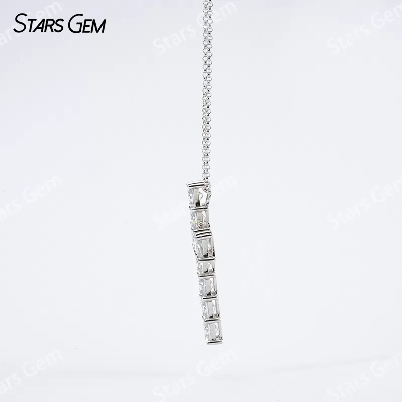 5.5×5.5mm Princess Cut Moissanite S925 Sterling Silver Diamond Pendant Necklace