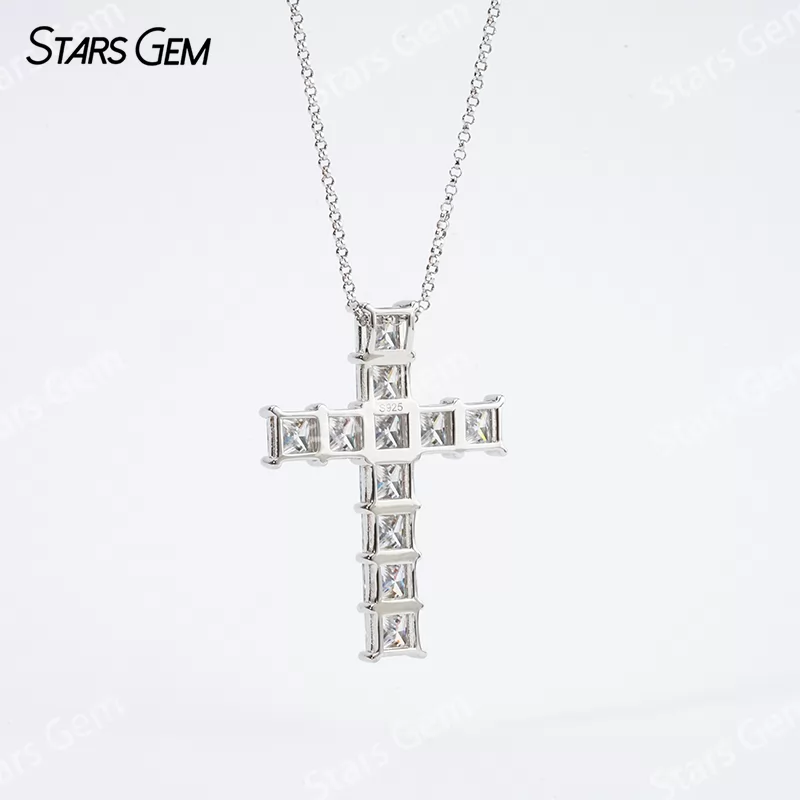 5.5×5.5mm Princess Cut Moissanite S925 Sterling Silver Diamond Pendant Necklace