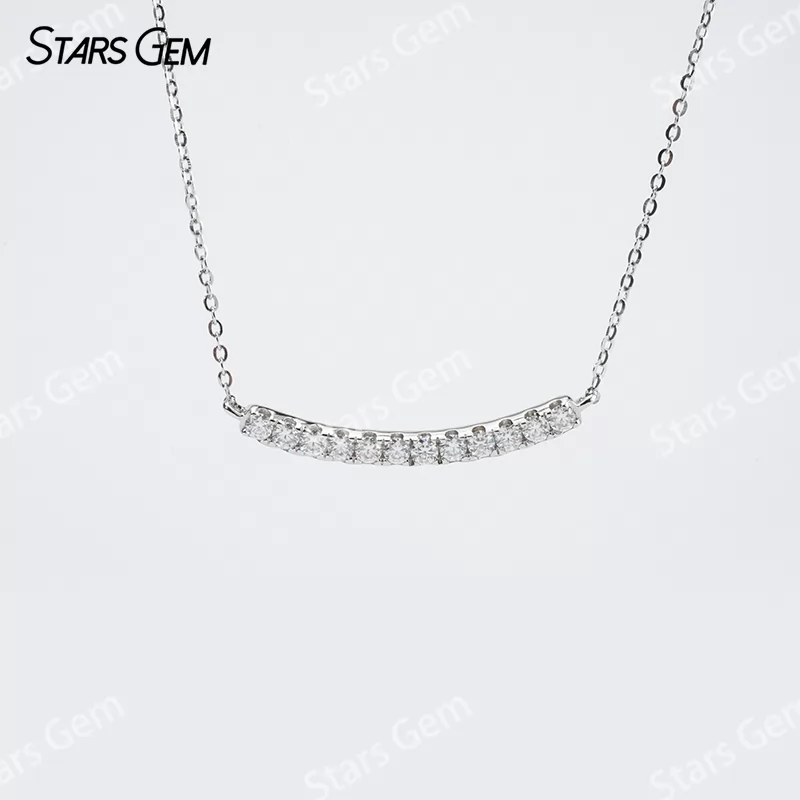 2mm Round Brilliant Cut Moissanite S925 Sterling Silver Diamond Pendant Necklace