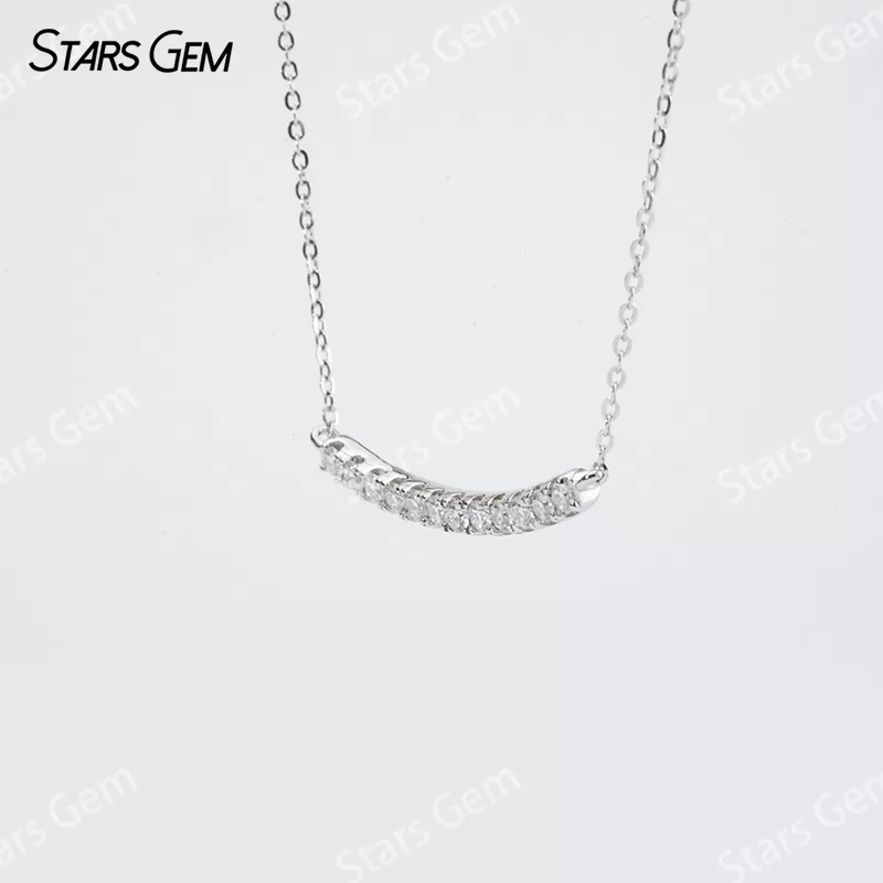 2mm Round Brilliant Cut Moissanite S925 Sterling Silver Diamond Pendant Necklace