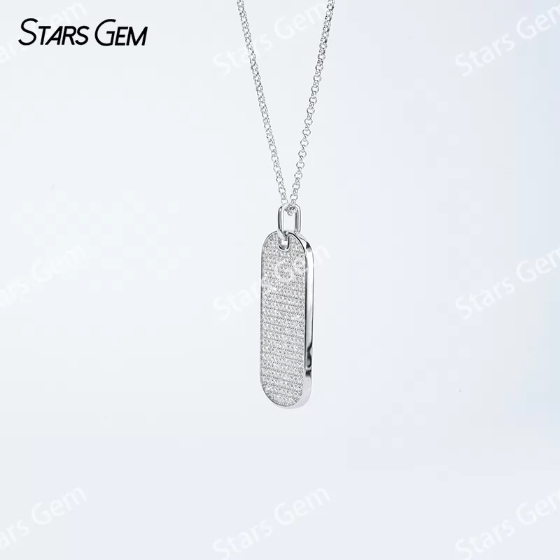 0.7mm & 1mm Round Brilliant Cut Moissanite S925 Sterling Silver Diamond Pendant Necklace