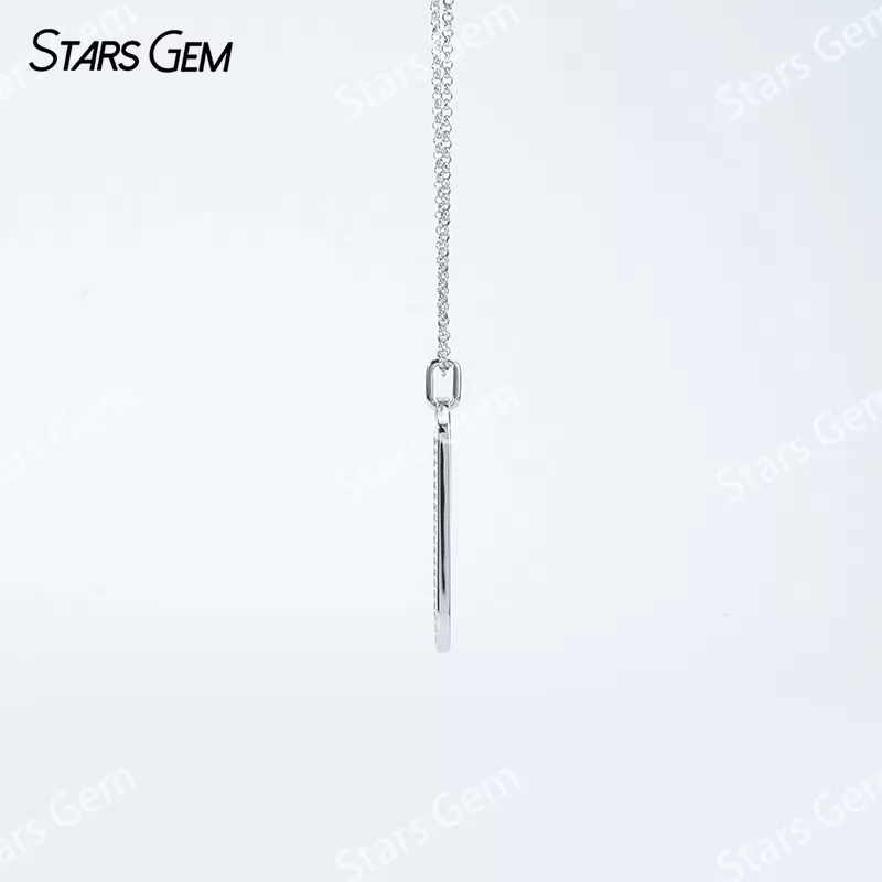 0.7mm & 1mm Round Brilliant Cut Moissanite S925 Sterling Silver Diamond Pendant Necklace