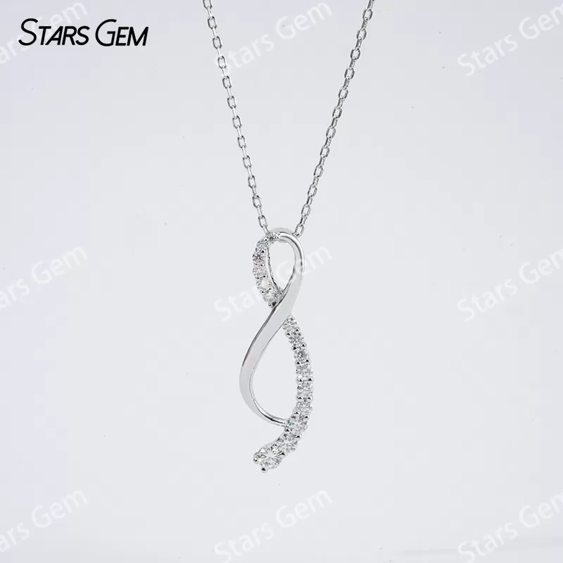 1.2~3mm Round Brilliant Cut Moissanite S925 Sterling Silver Diamond Pendant Necklace