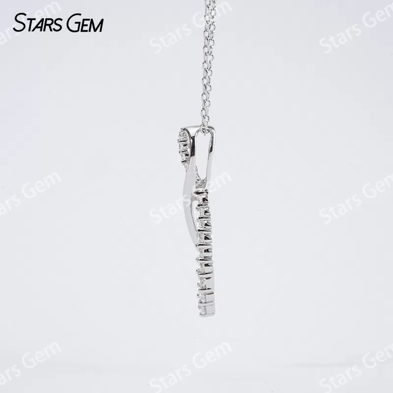 1.2~3mm Round Brilliant Cut Moissanite S925 Sterling Silver Diamond Pendant Necklace