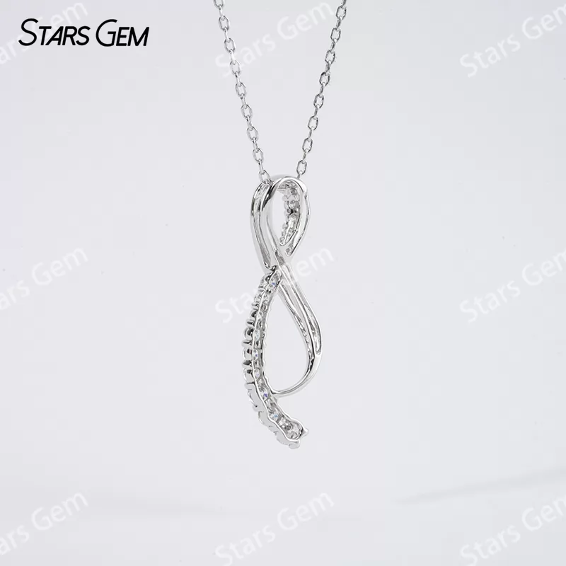 1.2~3mm Round Brilliant Cut Moissanite S925 Sterling Silver Diamond Pendant Necklace