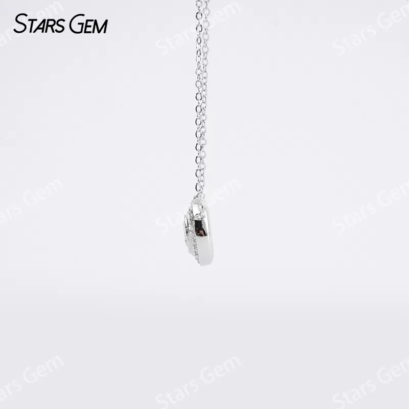 6.5mm Round Brilliant Cut Moissanite S925 Sterling Silver Diamond Pendant Necklace