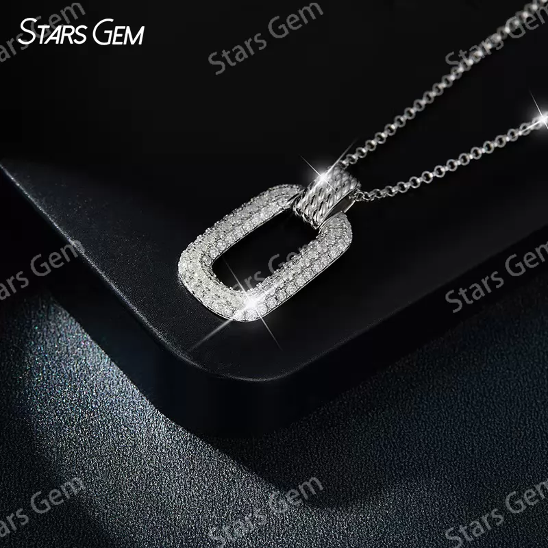 1mm Round Brilliant Cut Moissanite S925 Sterling Silver Diamond Pendant Necklace