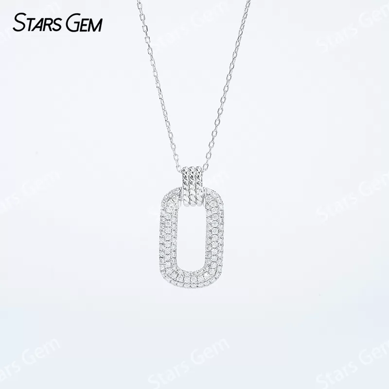 1mm Round Brilliant Cut Moissanite S925 Sterling Silver Diamond Pendant Necklace