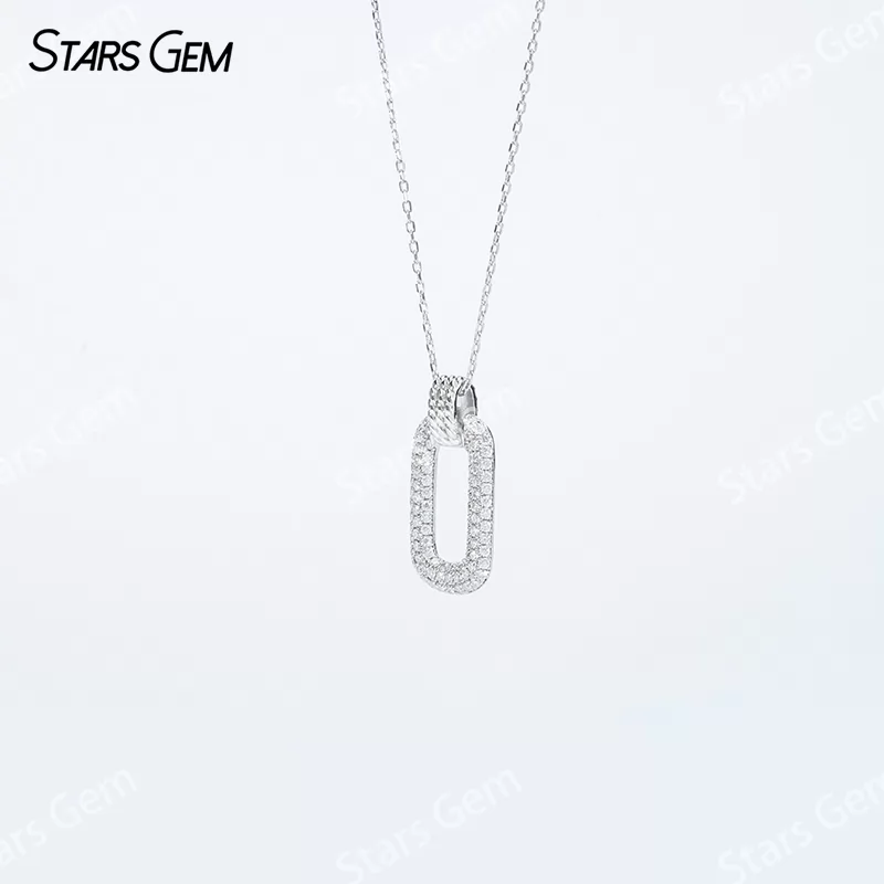 1mm Round Brilliant Cut Moissanite S925 Sterling Silver Diamond Pendant Necklace