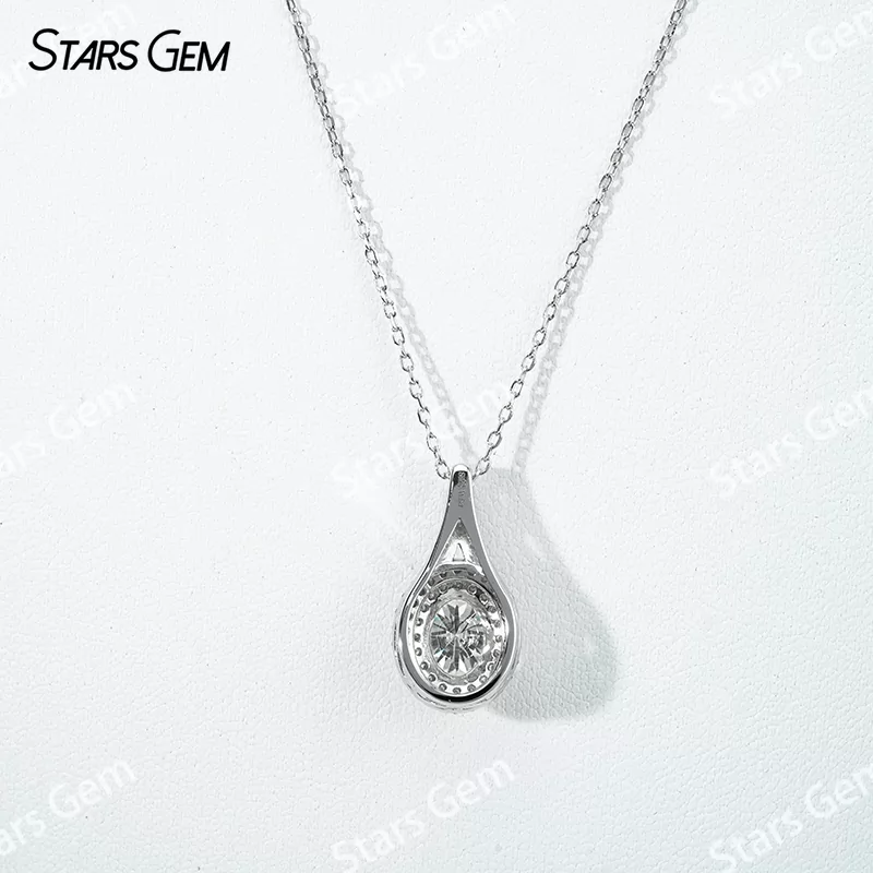 6×8mm Oval Cut Moissanite S925 Sterling Silver Diamond Pendant Necklace
