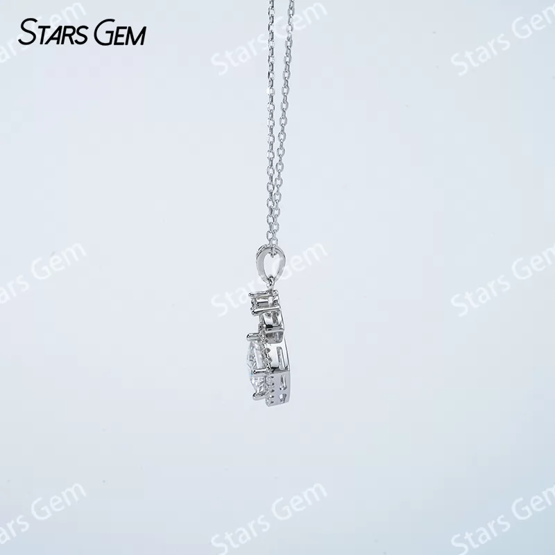 6×6mm Princess Cut Moissanite S925 Sterling Silver Diamond Pendant Necklace