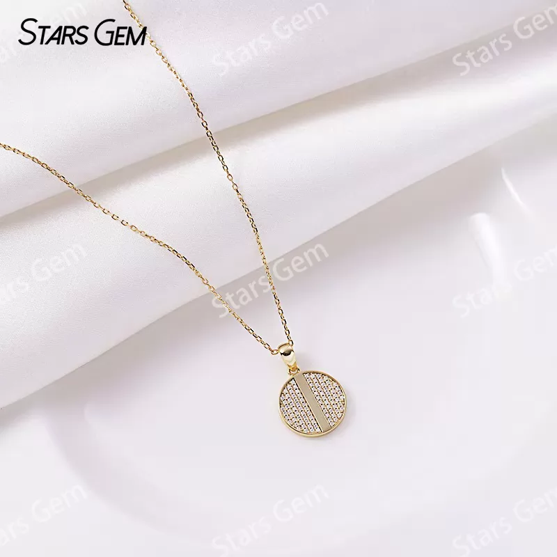 0.8mm Round Brilliant Cut Moissanite S925 Sterling Silver Diamond Pendant Necklace