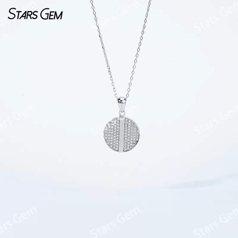 0.8mm Round Brilliant Cut Moissanite S925 Sterling Silver Diamond Pendant Necklace