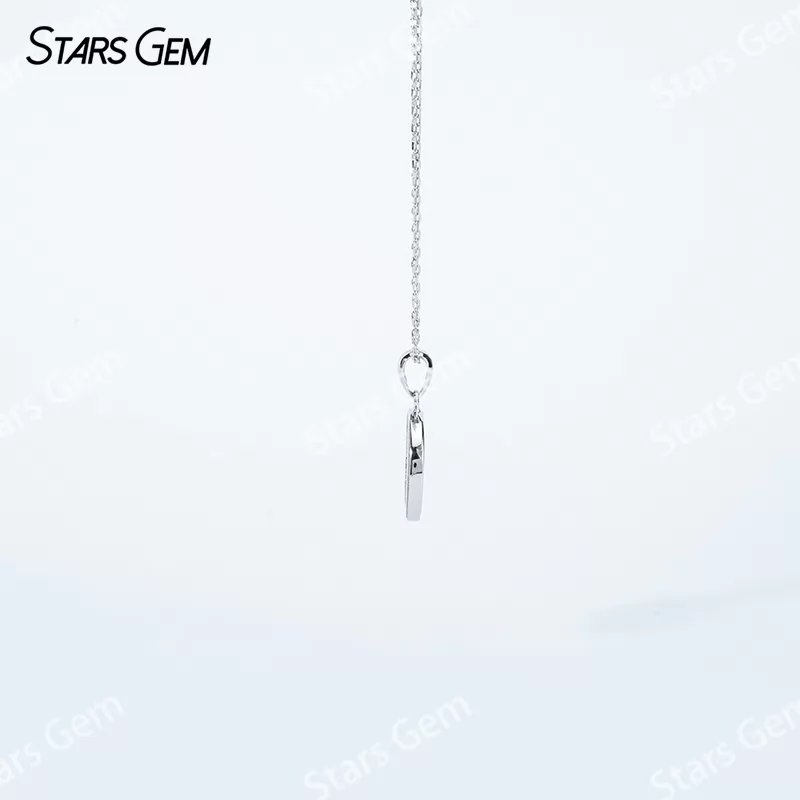 0.8mm Round Brilliant Cut Moissanite S925 Sterling Silver Diamond Pendant Necklace
