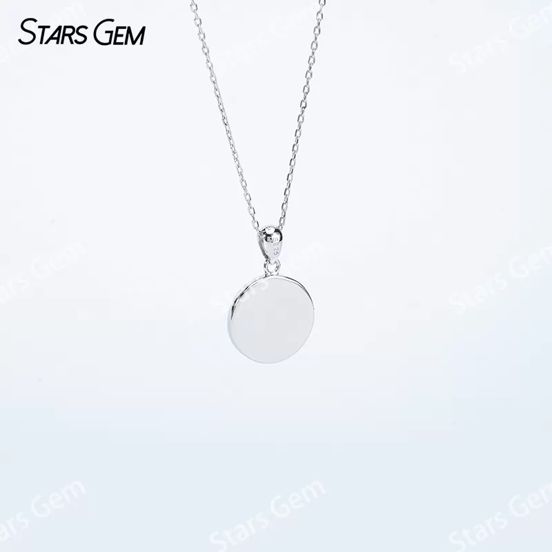 0.8mm Round Brilliant Cut Moissanite S925 Sterling Silver Diamond Pendant Necklace