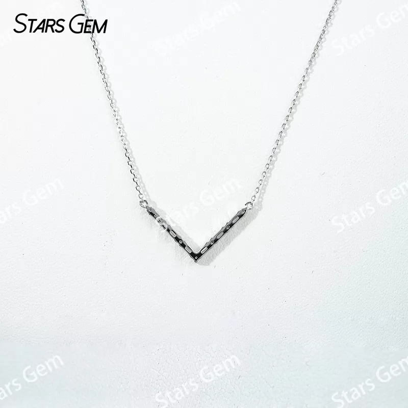 1.5×3mm Baguette Step Cut & 3mm Round Brilliant Cut Moissanite S925 Sterling Silver Diamond Pendant Necklace
