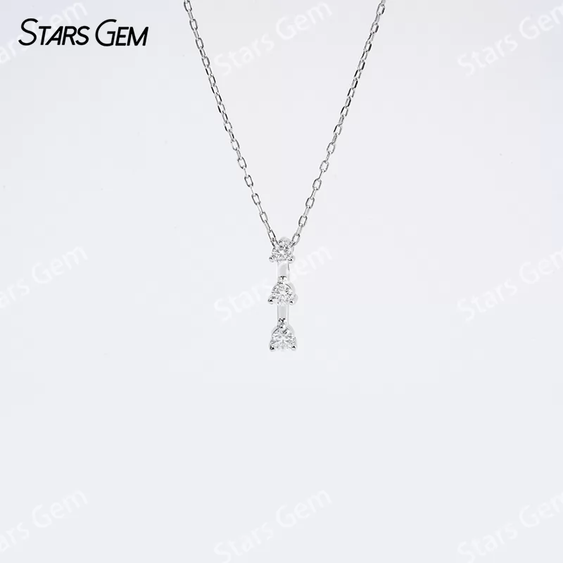 2.5mm & 2.7mm & 2.9mm Round Brilliant Cut Moissanite S925 Sterling Silver Diamond Pendant Necklace