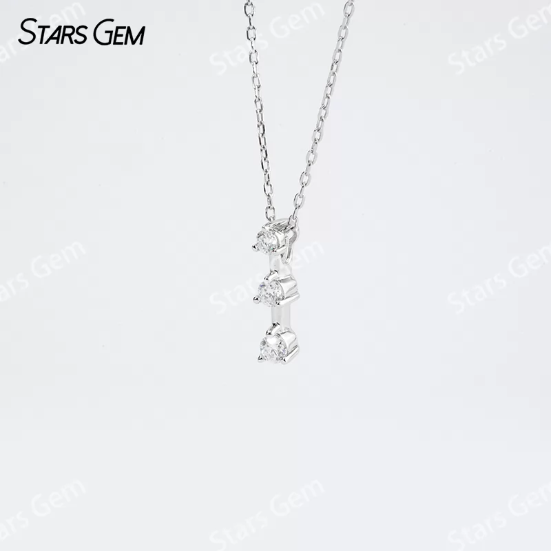 2.5mm & 2.7mm & 2.9mm Round Brilliant Cut Moissanite S925 Sterling Silver Diamond Pendant Necklace
