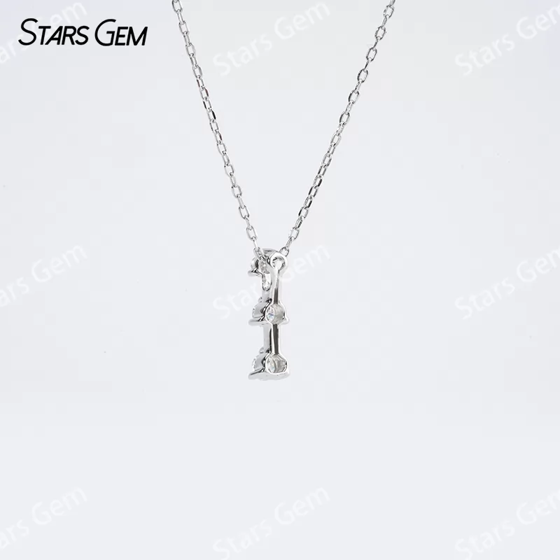 2.5mm & 2.7mm & 2.9mm Round Brilliant Cut Moissanite S925 Sterling Silver Diamond Pendant Necklace