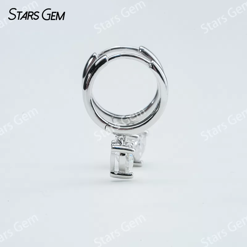 5×5mm Heart Cut Moissanite S925 Sterling Silver Diamond Earrings