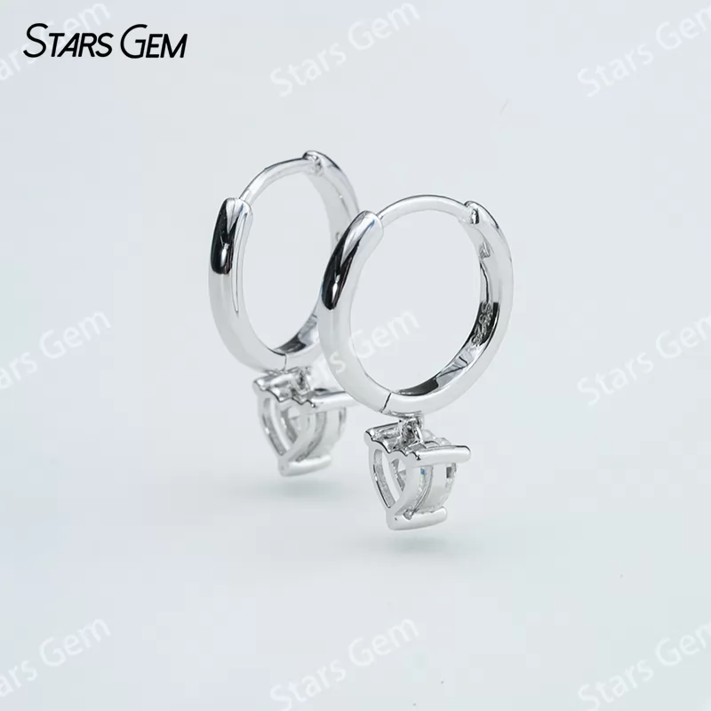 5×5mm Heart Cut Moissanite S925 Sterling Silver Diamond Earrings