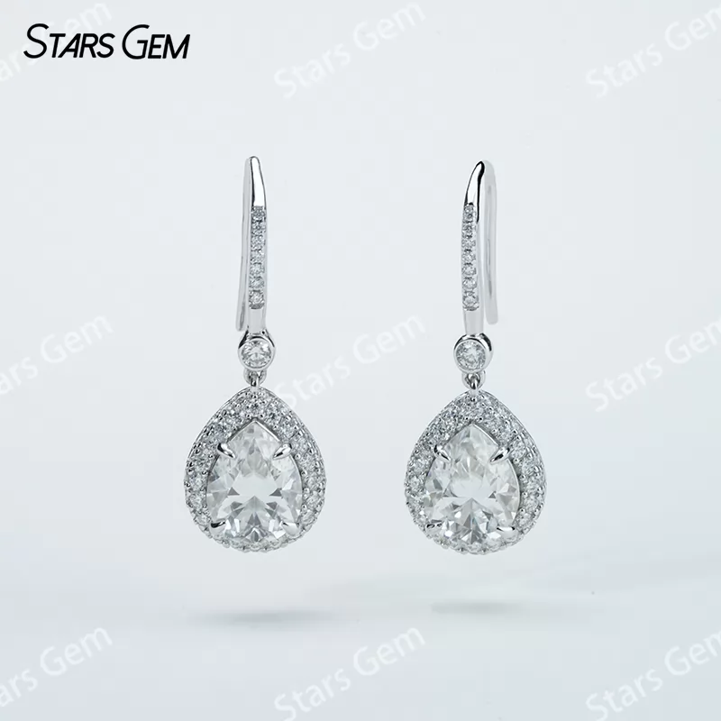 7×9mm Pear Cut Moissanite S925 Sterling Silver Diamond Earrings