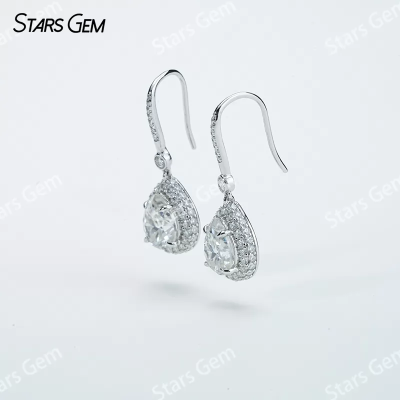7×9mm Pear Cut Moissanite S925 Sterling Silver Diamond Earrings