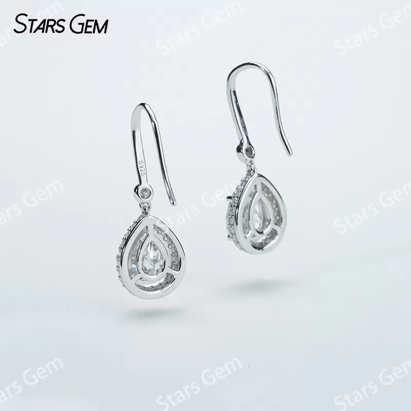 7×9mm Pear Cut Moissanite S925 Sterling Silver Diamond Earrings