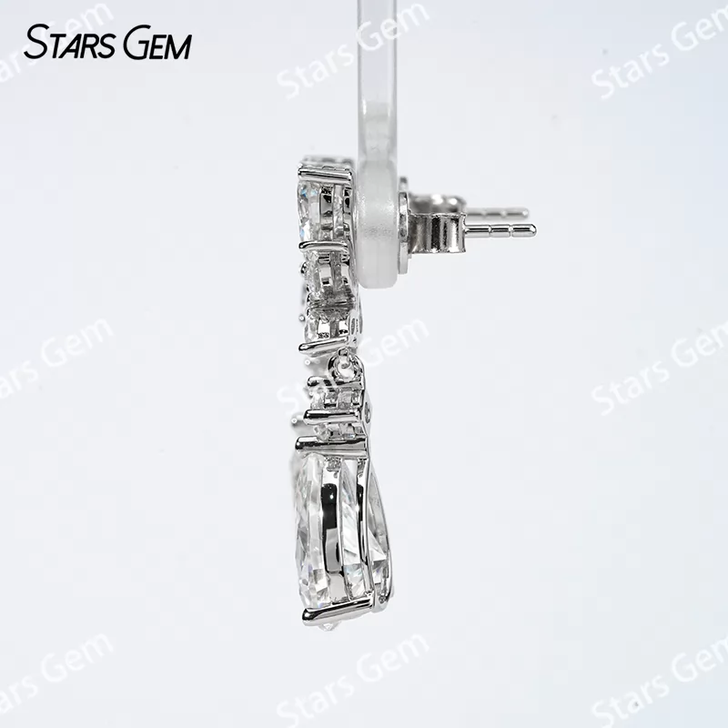 7×11mm Pear Cut Moissanite S925 Sterling Silver Diamond Earrings