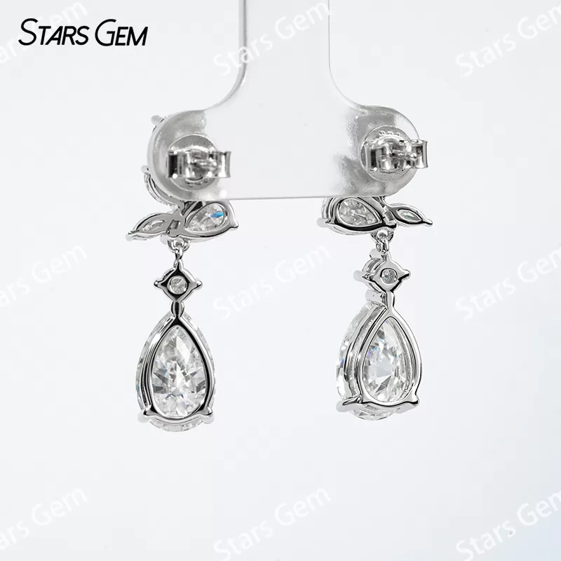 7×11mm Pear Cut Moissanite S925 Sterling Silver Diamond Earrings