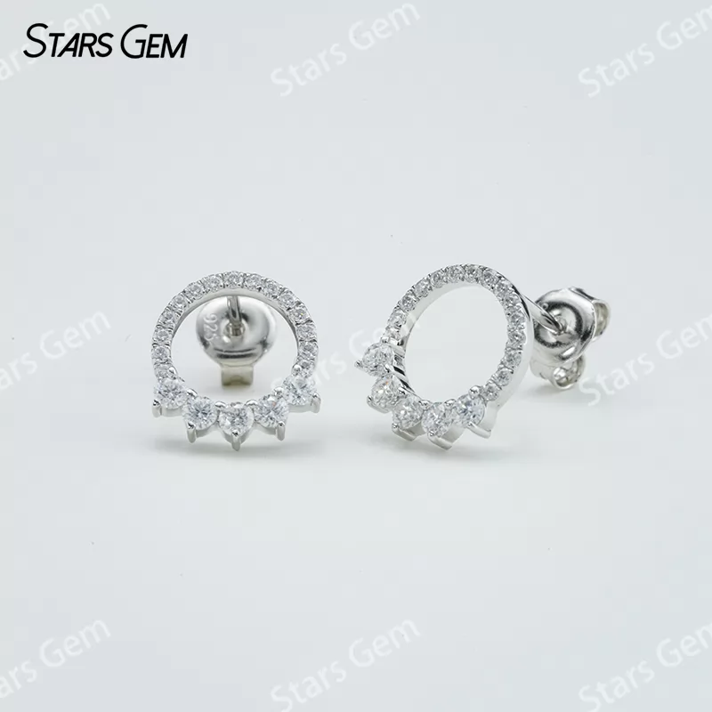 1.1mm & 2.1mm Round Brilliant Cut Moissanite S925 Sterling Silver Diamond Stud Earrings