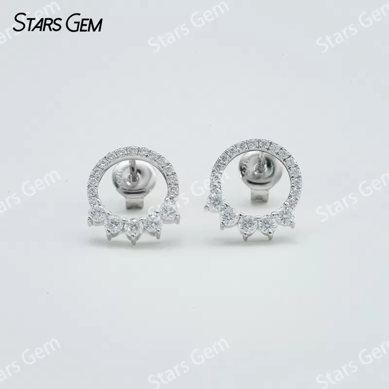 1.1mm & 2.1mm Round Brilliant Cut Moissanite S925 Sterling Silver Diamond Stud Earrings