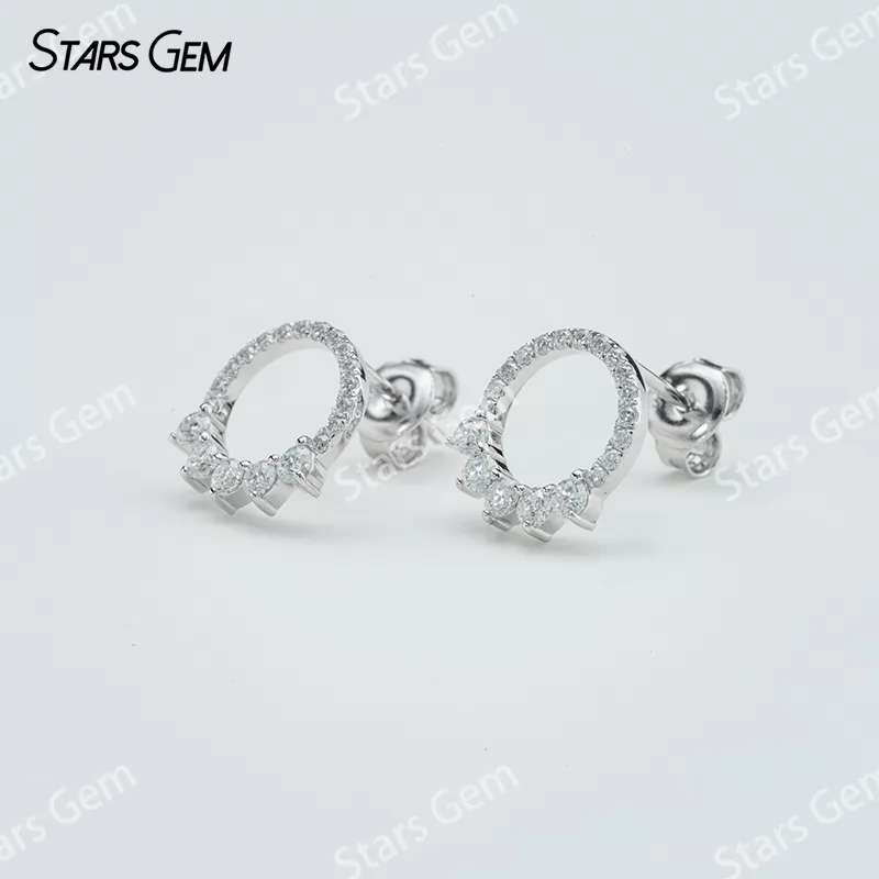 1.1mm & 2.1mm Round Brilliant Cut Moissanite S925 Sterling Silver Diamond Stud Earrings
