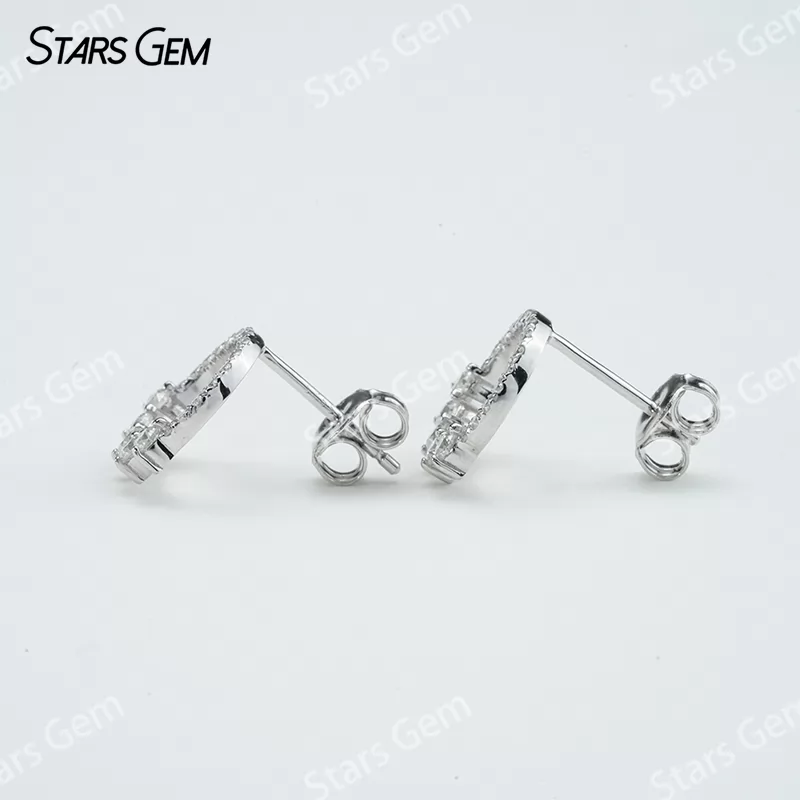 1.1mm & 2.1mm Round Brilliant Cut Moissanite S925 Sterling Silver Diamond Stud Earrings