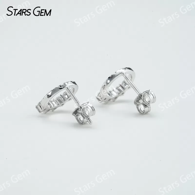 1.1mm & 2.1mm Round Brilliant Cut Moissanite S925 Sterling Silver Diamond Stud Earrings